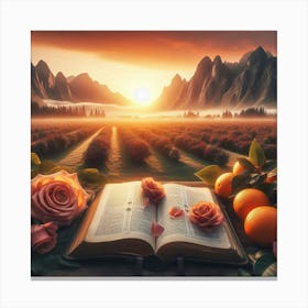 Book at sunset Canvas Print