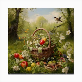 Basket Of Apples Canvas Print