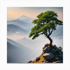 Lone Tree On Top Of Mountain 41 Canvas Print