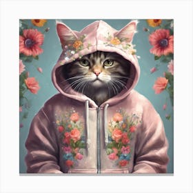 Cat In Hoodie 3 Canvas Print