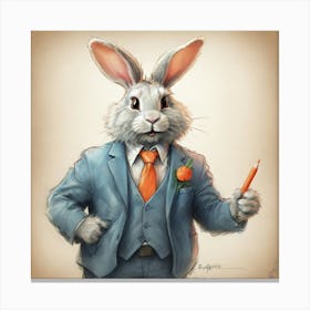 Rabbit In A Suit 16 Canvas Print