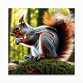 Squirrel In The Forest 400 Canvas Print