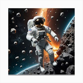 A Voyage Through Space: The Astronaut and the Asteroids 1 Canvas Print