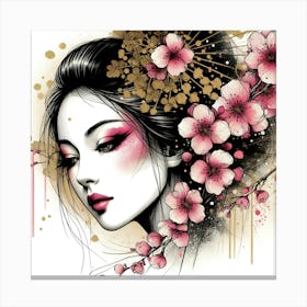 Japan Traditional Geisha Illustration By Ad 51 Canvas Print