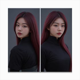 Asian Girl With Red Hair Canvas Print