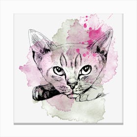 Cat Watercolor Painting Canvas Print