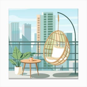 Balcony With Hanging Chair 5 Canvas Print