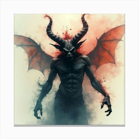 Demon With Black Magic Swirling In A Colorful Watercolor Haze 1 Canvas Print