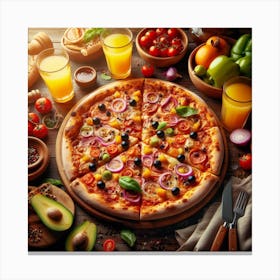 Pizza On The Table Canvas Print