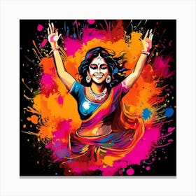 Vector Colorful Festive Celebration Joy Vibrant Culture Tradition Hindu Spring Happiness (7) Canvas Print