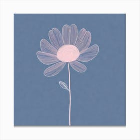 A White And Pink Flower In Minimalist Style Square Composition 651 Canvas Print