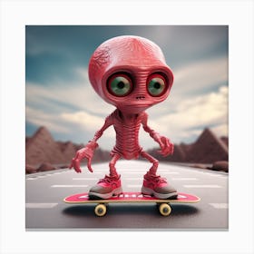 Alien Skateboarder Canvas Print