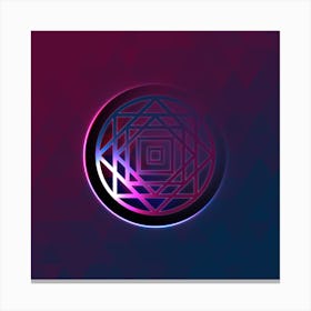 Geometric Neon Glyph on Jewel Tone Triangle Pattern 040 Canvas Print