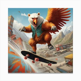 Eagle On Skateboard Canvas Print