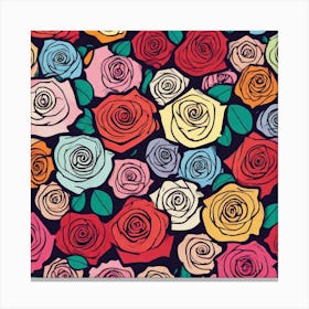 Roses Seamless Pattern 18 Canvas Print