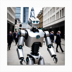 Robot In The City 14 Canvas Print
