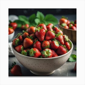 Fresh Ripe Delicious Strawberries In Bowl Healthy Food And Vegetarian 2 Canvas Print