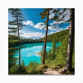 Blue Lake In The Mountains 10 Canvas Print