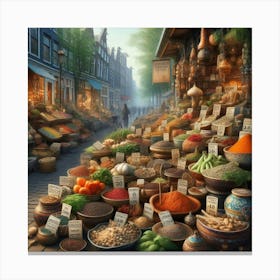 Roaming Amsterdam S Markets, Sampling Exotic Spices And Savoring The Aromas Style Scent Sational Market Realism (1) Canvas Print