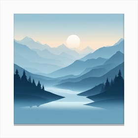 Misty mountains background in blue tone 75 Canvas Print