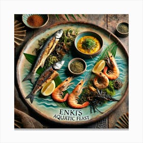 A Beautifully Plated Seafood Platter Called Enki’S Canvas Print