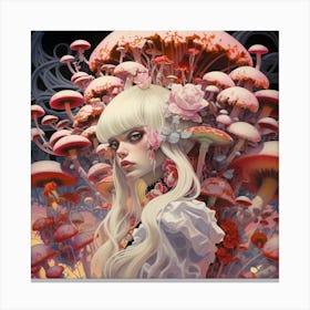 Girl With Mushrooms Canvas Print