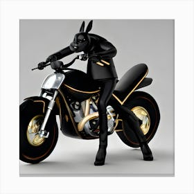 Black Wolf On A Motorcycle Canvas Print