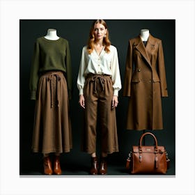 Three Women In Brown Clothing 1 Canvas Print