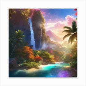 Waterfall In The Jungle 35 Canvas Print