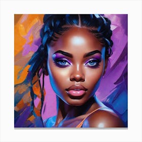 Black Woman With Purple Eyes 1 Canvas Print