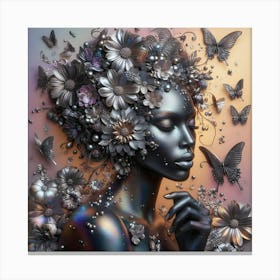 Black Woman With Butterflies 2 Canvas Print