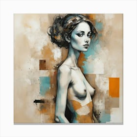 Mixed Media Pose Abstract Figurative Art Print 3 Canvas Print