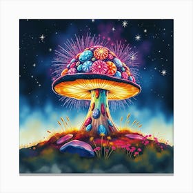 Mushroom In The Night Sky 4 Canvas Print