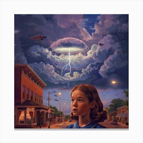 Ufo in the colorful dark Canvas Print