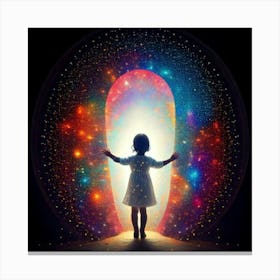 Firefly Polychrome, Particles, Powders, Whimsical, Child, Figure, Silhouette, Portal, Colors, Magic, (3) Canvas Print