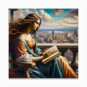 Woman Reading A Book Canvas Print