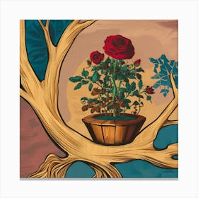 Roses In A Pot Canvas Print