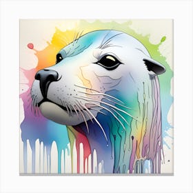 Sea Lion watercolor dripping Canvas Print