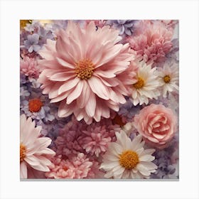 Pink And Purple Flowers Canvas Print