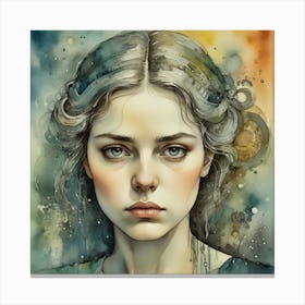 Young Woman With Blue Hair Canvas Print