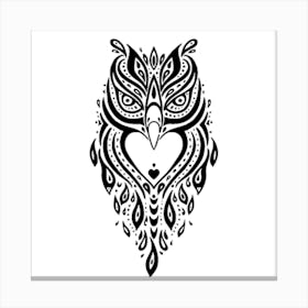 Black And White Visual Arts Bird Line Art Owl Canvas Print