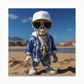 Skeleton On The Beach Canvas Print