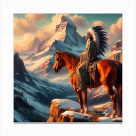 Native American Indian On Mountain 2 Copy Canvas Print
