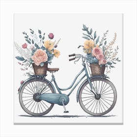 Floral Bicycle (1) Canvas Print