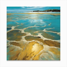 Swirls of Golden Sand in the Sky Blue Sea Canvas Print