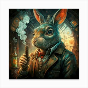 Rabbit Smoking A Pipe Canvas Print
