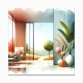 Modern Living Room 1 Canvas Print