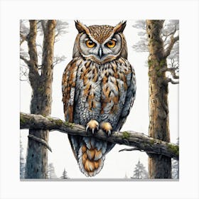 Owl In The Woods 57 Canvas Print