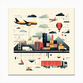 Illustration Of Transportation And Logistics Canvas Print