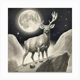 Deer In The Moonlight 1 Canvas Print